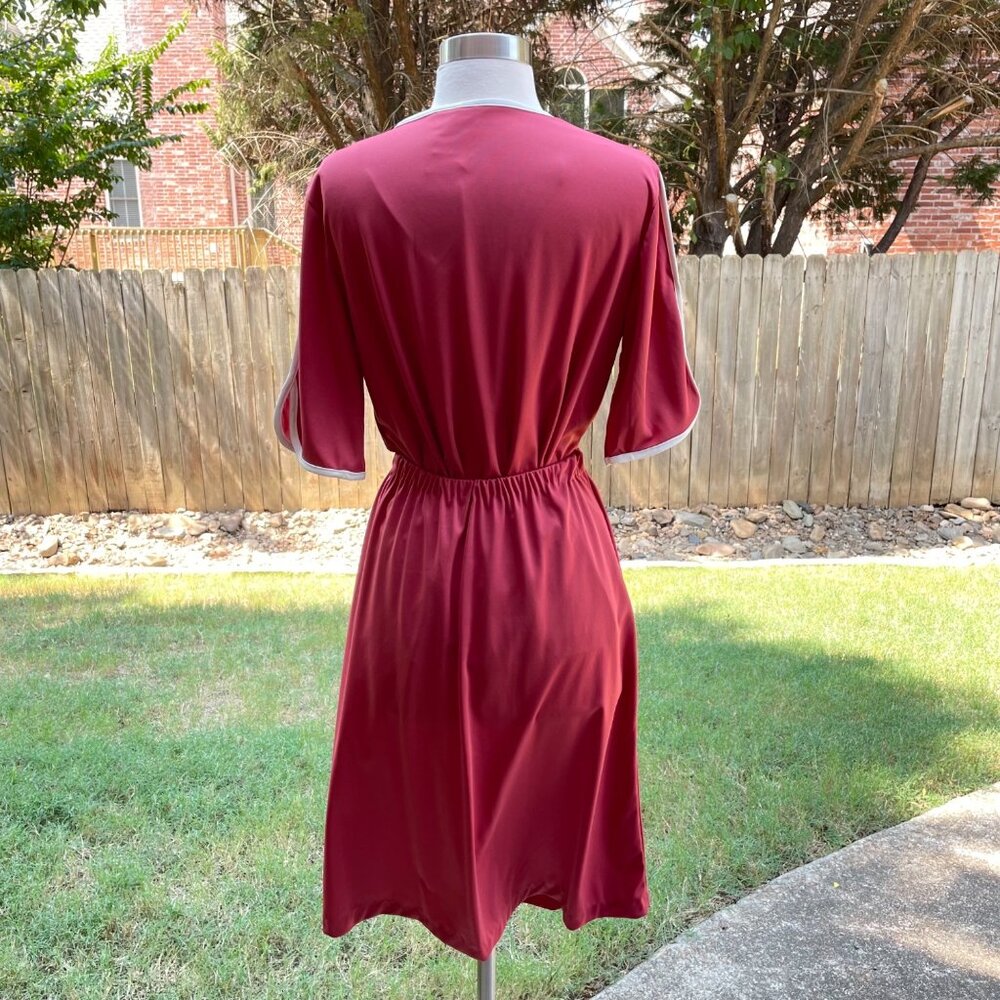 Vintage Sears Skirt Set Size Small Button Front V-neckline Short Sleeve Burgundy - Picture 3 of 7